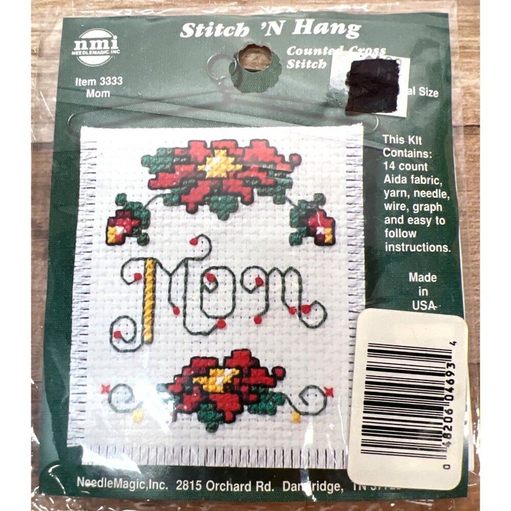 Counted Cross Stitch Mom Kit With 14 Count Aida Fabric & Supplies